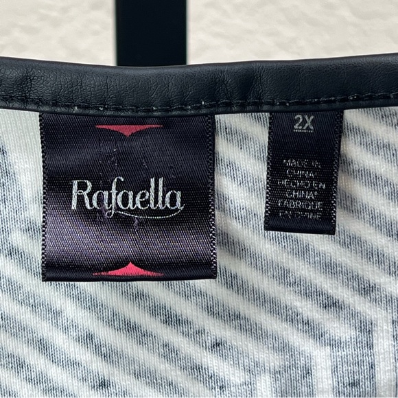 Women's Plus Size Geo Stripes Tunic Top Black Blouse White Shirt 3/4 Sleeves 2X - Picture 16 of 17